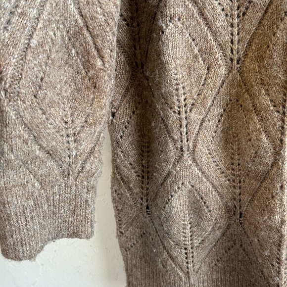 Sundance Taupe Cowl Turtle Neck Loose Weave Wool Blend Tunic Sweater Dress Sz S - Picture 6 of 10